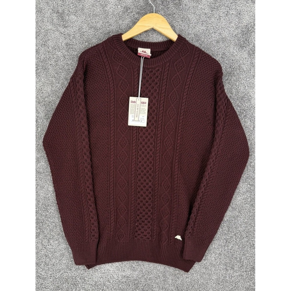 NWT Robe di Kappa Burgundy Cable Knit Crewneck Sweater - Men's Size Medium